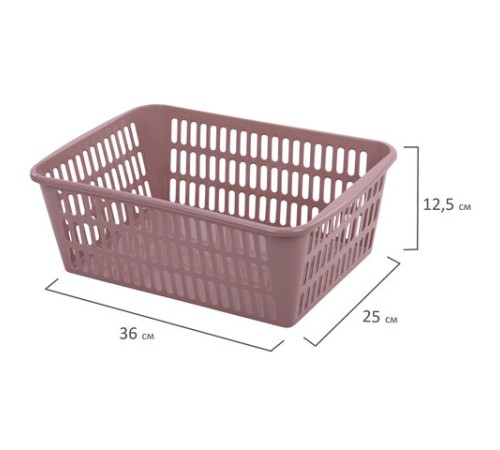 Корзинка 8 литров универсальная, 12,5х25х36 см, для хранения, пластик, ассорти, 333, 433330065