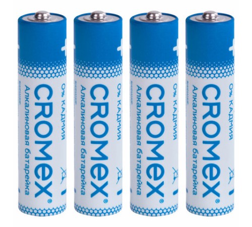 Батарейки алкалиновые "мизинчиковые" КОМПЛЕКТ 4 шт., CROMEX (КРОМЕКС) Alkaline, AAA (LR03, 24А), блистер, 457131 Батарейки алкалиновые "мизинчиковые" КОМПЛЕКТ 4 шт., CROMEX (КРОМЕКС) Alkaline, AAA (LR03, 24А), блистер, 457131