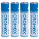 Батарейки алкалиновые "мизинчиковые" КОМПЛЕКТ 4 шт., CROMEX (КРОМЕКС) Alkaline, AAA (LR03, 24А), блистер, 457131