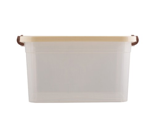 Ящик-контейнер 10 л с КРЫШКОЙ НА ЗАЩЕЛКАХ И РУЧКОЙ, 19х35х23 см, пластик, прозрачный, крышка ассорти, 810, 438100065