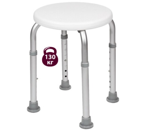 Стул-сиденье круглый ТИТАН для купания в душе / ванной, регулировка высоты ножек под любой рост, BRABIX, 532619
