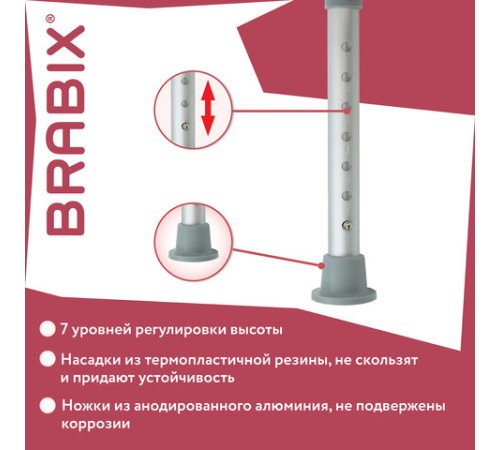 Стул-сиденье круглый ТИТАН для купания в душе / ванной, регулировка высоты ножек под любой рост, BRABIX, 532619