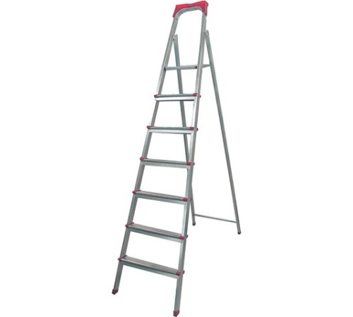 Стремянка стальная 7 ступеней, верхняя площадка 1,55 м, до 150 кг, облегченная, вес 8,74 кг, UFUK, ТУ 21/KRM507