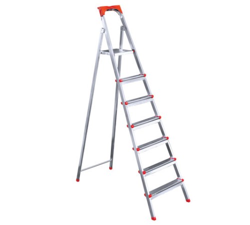 Стремянка стальная 7 ступеней, верхняя площадка 1,55 м, до 150 кг, облегченная, вес 8,74 кг, UFUK, ТУ 21/KRM507