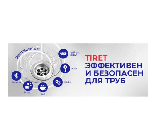 Средство для прочистки канализационных труб 1 л, TIRET (Тирет) Professional, гель