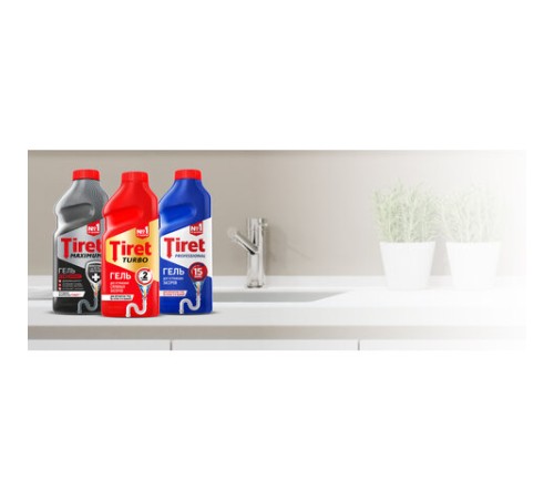 Средство для прочистки канализационных труб 1 л, TIRET (Тирет) Professional, гель