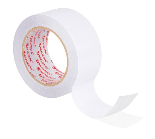 Клейкая двухсторонняя лента 50 мм х 25 м, ПОЛИПРОПИЛЕНОВАЯ ОСНОВА, 90 мкм, BRAUBERG, 600480