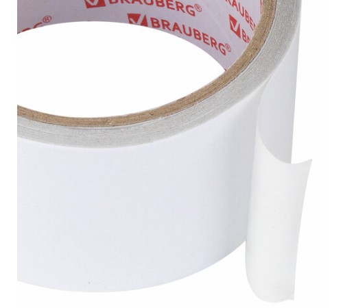 Клейкая двухсторонняя лента 50 мм х 8 м, ПОЛИПРОПИЛЕНОВАЯ ОСНОВА, 90 мкм, BRAUBERG, 600481