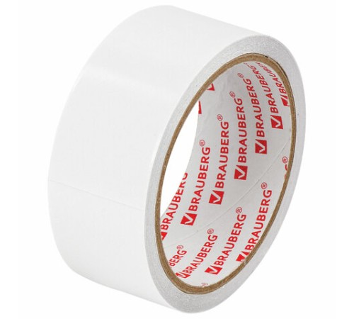 Клейкая двухсторонняя лента 38 мм х 8 м, ПОЛИПРОПИЛЕНОВАЯ ОСНОВА, 90 мкм, BRAUBERG, 600483