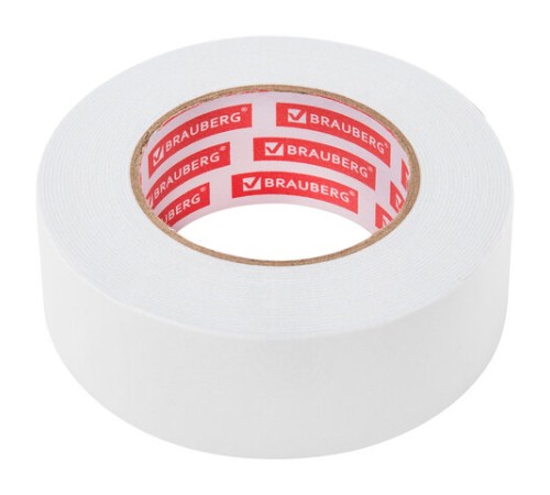 Клейкая двухсторонняя лента 50 мм х 8 м, НА ВСПЕНЕННОЙ ОСНОВЕ, 1 мм, прочная, BRAUBERG, 600485