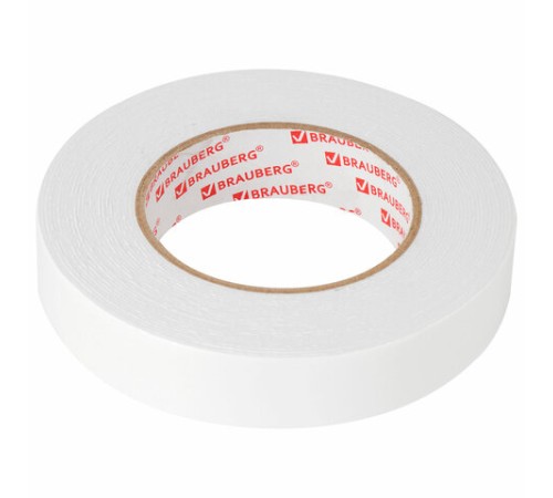 Клейкая двухсторонняя лента 25 мм х 8 м, НА ВСПЕНЕННОЙ ОСНОВЕ, 1 мм, прочная, BRAUBERG, 600487