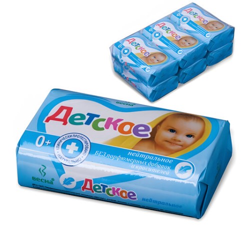 Мыло туалетное 90 г ДЕТСКОЕ (Весна), нейтральное, без отдушек и красителей, 1140, 6112, 1140,6112