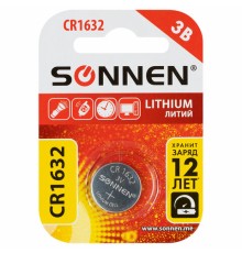 Батарейка литиевая SONNEN Lithium CR1632, 