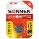 Батарейка литиевая SONNEN Lithium CR1632, "таблетка, дисковая, кнопочная", 1 шт., блистер, 457138
