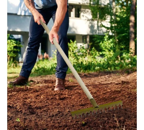 Грабли классические витые, 14 зубьев, ширина 40 см, деревянный черенок 120 см, КМ000876