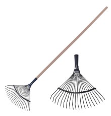Грабли веерные проволочные, 20 зубьев, ширина 35 см, деревянный черенок 120 см, КМ000881