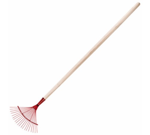 Грабли веерные проволочные, 20 зубьев, ширина 35 см, деревянный черенок 120 см, КМ000881