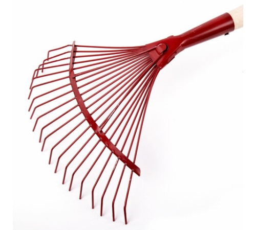 Грабли веерные проволочные, 20 зубьев, ширина 35 см, деревянный черенок 120 см, КМ000881