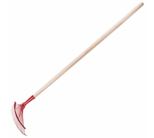 Грабли веерные проволочные, 20 зубьев, ширина 35 см, деревянный черенок 120 см, КМ000881