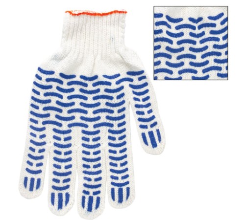 Перчатки хлопчатобумажные, КОМПЛЕКТ 5 ПАР, 7,5 класс, 46-48 г, 166 текс, ПВХ волна, LAIMA 