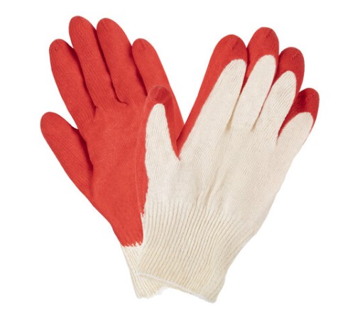 Перчатки хлопчатобумажные, износостойкие ОДИНАРНЫЙ латексный облив, 13 класс, КОМПЛЕКТ 5 ПАР, LAIMA ЛЮКС, 600802