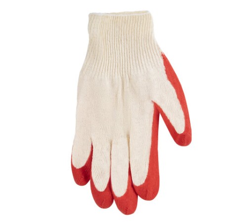 Перчатки хлопчатобумажные, износостойкие ОДИНАРНЫЙ латексный облив, 13 класс, КОМПЛЕКТ 5 ПАР, LAIMA ЛЮКС, 600802