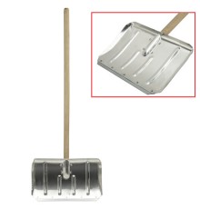 Лопата снеговая 49х30см, алюминиевая усиленная ребрами жесткости, ДЕРЕВЯННЫЙ черенок 120см, армирующая металлическая планка на клепках, ЛТСЕ