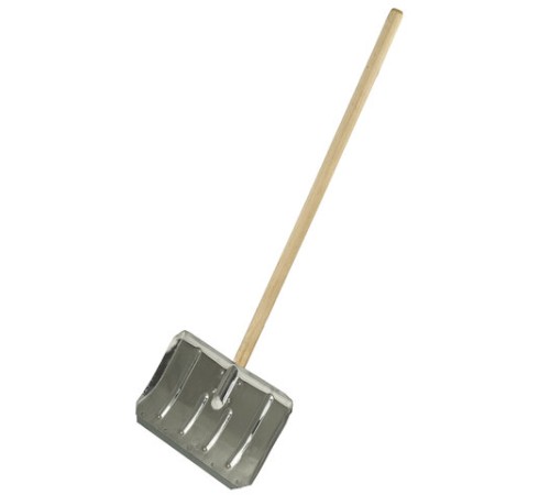 Лопата снеговая 49х30см, алюминиевая усиленная ребрами жесткости, ДЕРЕВЯННЫЙ черенок 120см, армирующая металлическая планка на клепках, ЛТСЕ