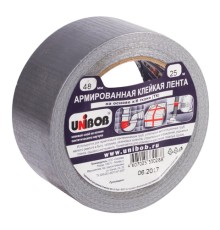 Клейкая лента АРМИРОВАННАЯ 48 мм х 25 м, ТКАНЕВАЯ ОСНОВА, прочная, европодвес, UNIBOB, 29836
