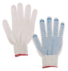Перчатки хлопчатобумажные, КОМПЛЕКТ 300 ПАР, 7,5 класс, 46-48 г, 166 текс, ПВХ точка, LAIMA СТАНДАРТ, БЕЛЫЕ, 600994