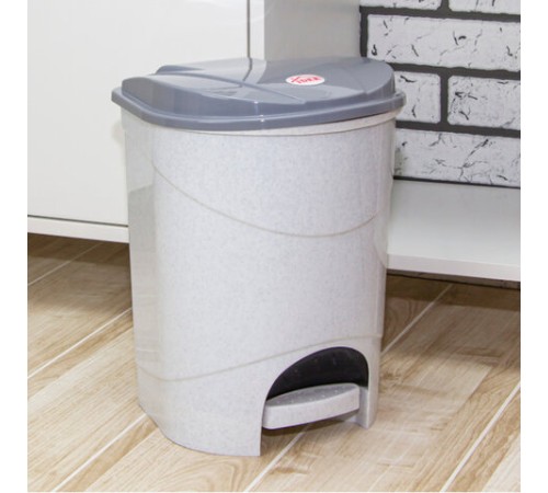 Ведро мусорное с КРЫШКОЙ и ПЕДАЛЬЮ 11 литров, 33х26х27 см, серое, IDEA, М 2891, М2891
