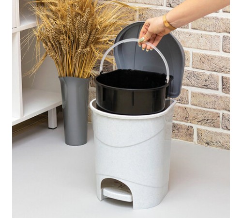 Ведро мусорное с КРЫШКОЙ и ПЕДАЛЬЮ 11 литров, 33х26х27 см, серое, IDEA, М 2891, М2891