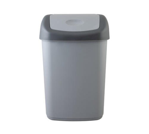 Ведро мусорное с КРЫШКОЙ (качающейся) 14 литров, ПОДВЕСНОЕ, 42х27х21 см, серый/графит, 327, 433270065