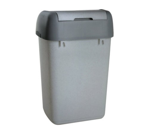Ведро мусорное с КРЫШКОЙ (качающейся) 14 литров, ПОДВЕСНОЕ, 42х27х21 см, серый/графит, 327, 433270065