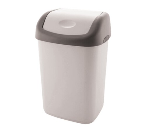 Ведро мусорное с КРЫШКОЙ (качающейся) 14 литров, ПОДВЕСНОЕ, 42х27х21 см, серый/графит, 327, 433270065