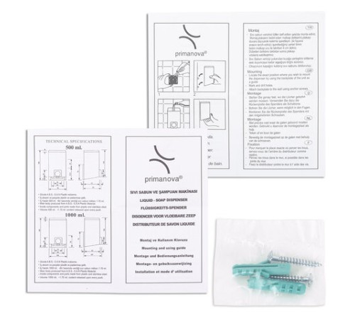 Дозатор для жидкого мыла и антисептика PRIMA NOVA, НАЛИВНОЙ, белый, 1,0 л, SD03