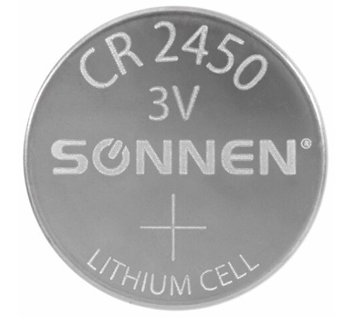 Батарейки литиевые SONNEN Lithium CR2450, "таблетки, дисковые, кнопочные", КОМПЛЕКТ 5 шт., блистер, 457144