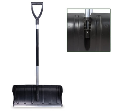 Лопата снеговая 60х30 см, пластиковая, алюминиевый черенок с V-ручкой 130 см, армирующая алюминиевая планка, № 14, №14