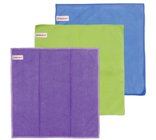 Салфетки из МИКРОФИБРЫ универсальные, стекло, мебель, 30х30 см, КОМПЛЕКТ 3 шт., 200 г/м2, LAIMA, 601258