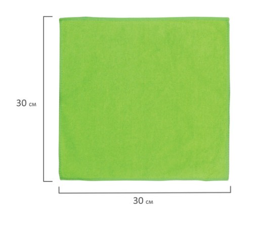 Салфетка из МИКРОФИБРЫ универсальная 30х30 см, зеленая, 280 г/м2, ОФИСМАГ 