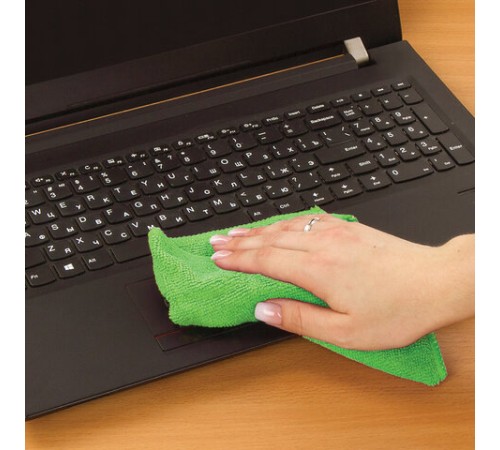 Салфетка из МИКРОФИБРЫ универсальная 30х30 см, зеленая, 280 г/м2, ОФИСМАГ 