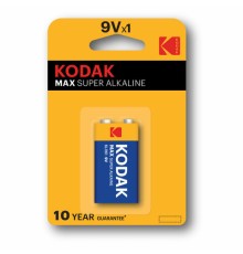 Батарейка алкалиновая 1 шт. KODAK Max Super Alkaline, Крона 9V (6LR61, 6LF22, 1604A), блистер, Б0005130