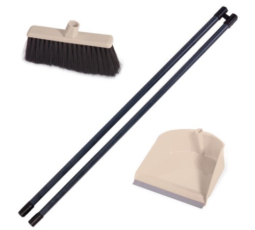 Совок для мусора + щетка, рукоятки 80 см, пластик, 