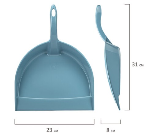 Совок для мусора, низкая рукоятка, пластик, серо-голубой, ассорти, 