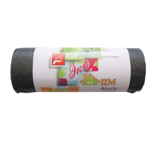 Мешки для мусора, 60 л, черные, в рулоне 20 шт., ПНД, 7 мкм, 60х70 см, эконом, КБ, 