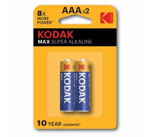 Батарейки алкалиновые "мизинчиковые" КОМПЛЕКТ 2 шт., KODAK Max Super Alkaline, ААА (LR03, 15А), блистер, Б0005132 Батарейки алкалиновые "мизинчиковые" КОМПЛЕКТ 2 шт., KODAK Max Super Alkaline, ААА (LR03, 15А), блистер, Б0005132