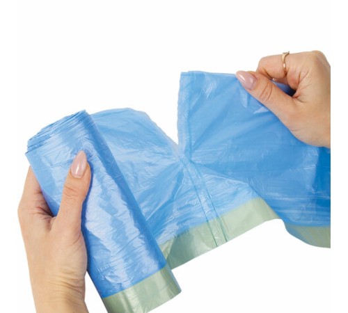 Мешки для мусора с завязками 30 л, синие, в рулоне 20 шт., прочные, ПНД 13 мкм, 50х60 см, LAIMA, 601395