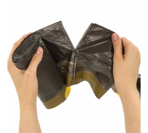 Мешки для мусора с завязками 30 л, черные, в рулоне 30 шт., прочные, ПНД 14 мкм, 45х57 см, ОФИСМАГ, 601396