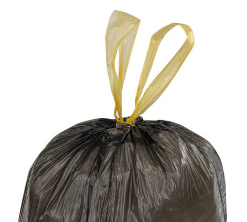 Мешки для мусора с завязками 30 л, черные, в рулоне 30 шт., прочные, ПНД 14 мкм, 45х57 см, ОФИСМАГ, 601396