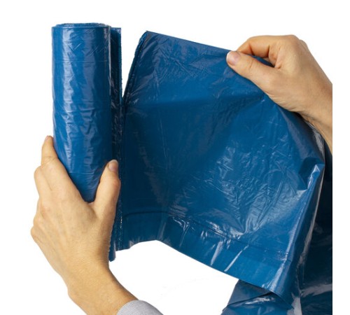 Мешки для мусора с завязками 120 л. синие, в рулоне 10 шт., прочные, ПВД 35 мкм, 67х90 см, LAIMA, 601399